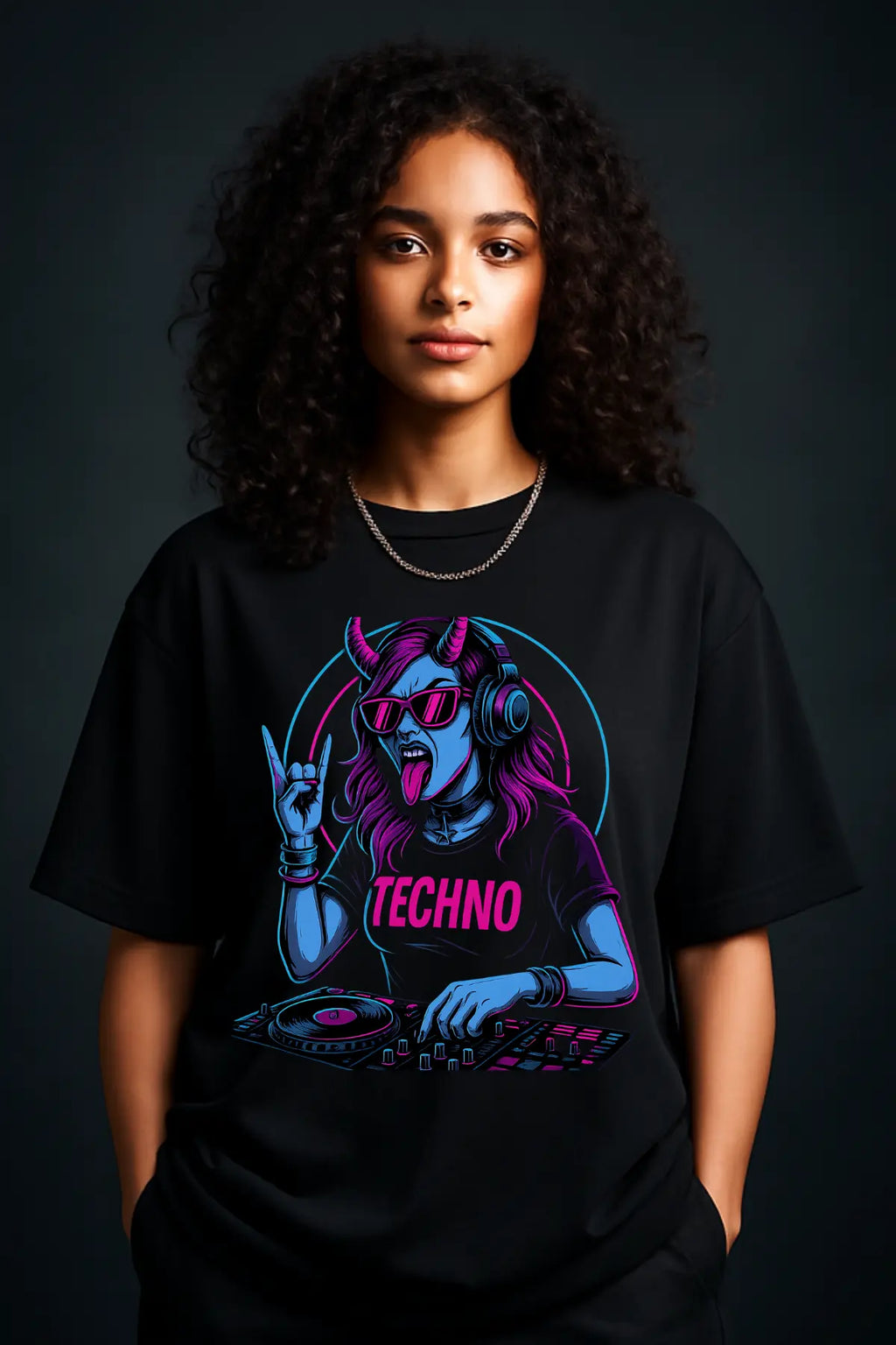 Techno Devil DJ Oversized Shirt