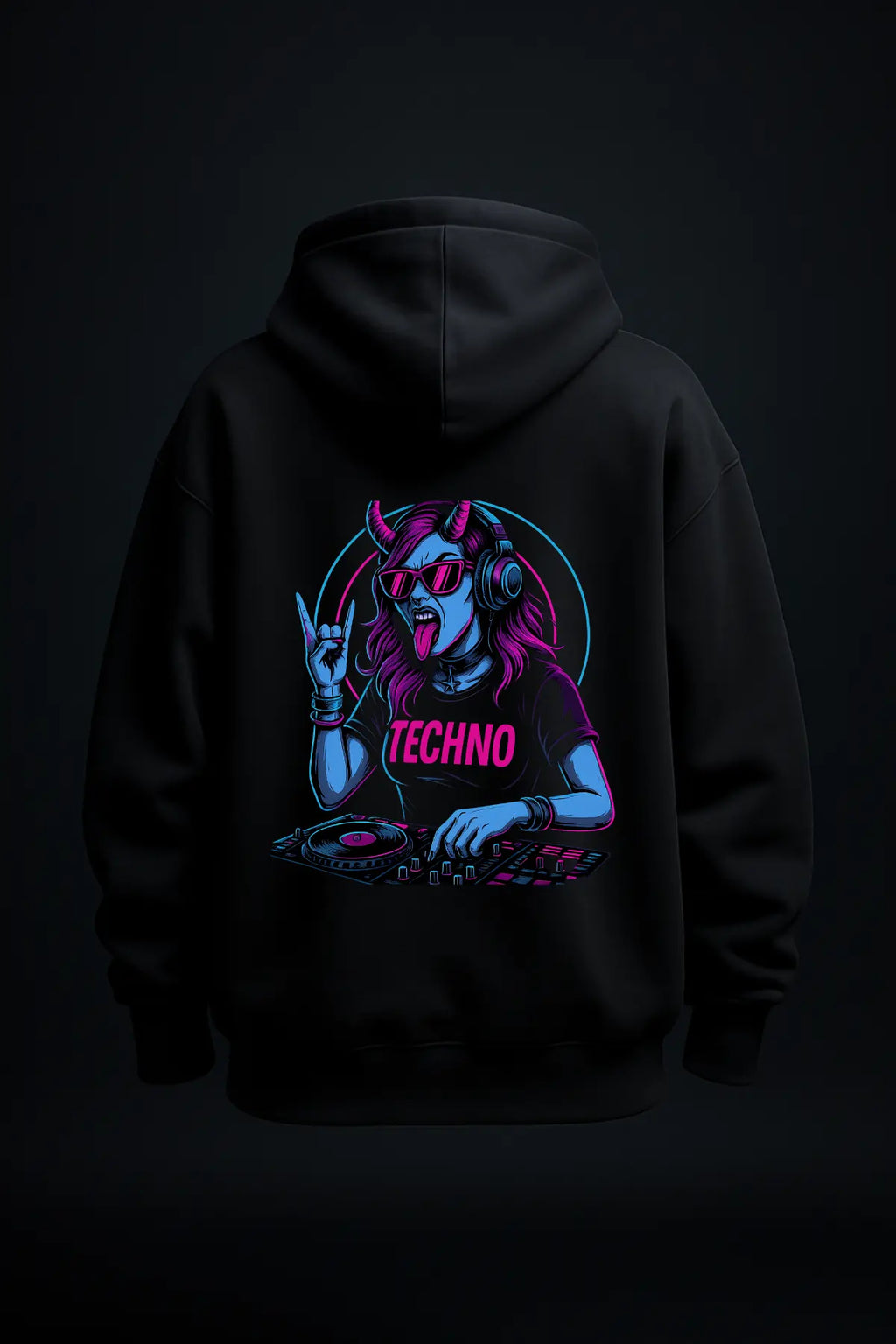 Techno Devil DJ Oversized Hoodie